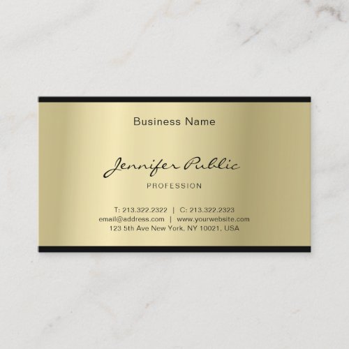 Elegant Script Glamorous Gold Professional Clean Business Card