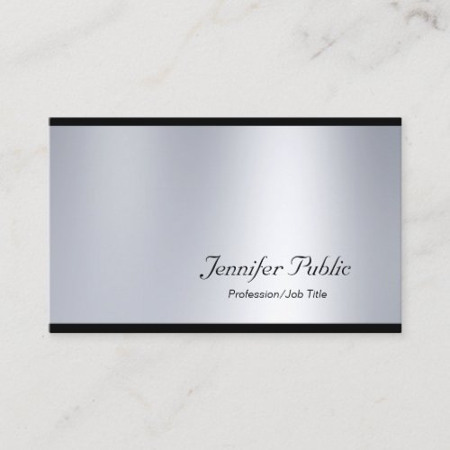 Elegant Script Glamorous Silver Modern Plain Luxe Business Card
