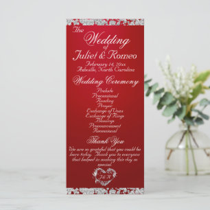 Elegant Script & Glitter - Crimson Wedding Program