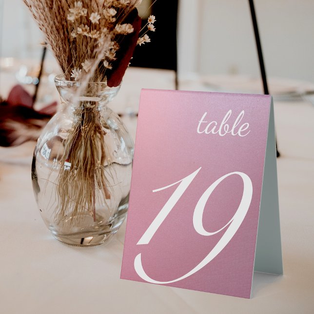 Elegant Script Glitter Pink Wedding Number Table Tent (Elegant Script Glitter Pink Wedding Table Number Tent Sign)