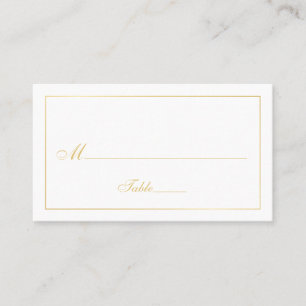 Elegant Script Gold and White Wedding Place Card