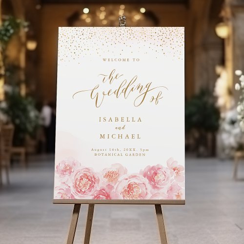 Elegant script gold  blush floral bridal shower foam board