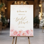 Elegant script gold & blush floral bridal shower foam board<br><div class="desc">Modern chic "bridal shower" script,  trendy faux gold glitter and blush pink watercolor floral design,  elegant and stylish,  great customized bridal shower welcome sign.  
See all the matching pieces in collection.</div>