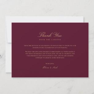 Elegant Script Gold & Burgundy Thank you Card