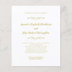 Elegant Script Gold Chic Budget Wedding Invitation