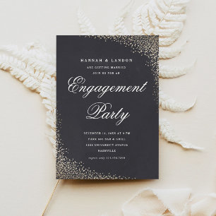 Elegant Script Gold Engagement Party Invitation