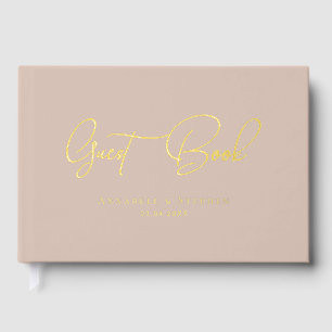 Elegant, Script Gold-Foil-Font Wedding Foil Guest Book