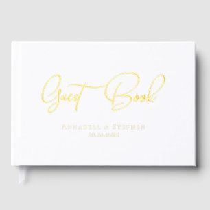 Elegant, Script Gold-Foil-Font Wedding Foil Guest Book