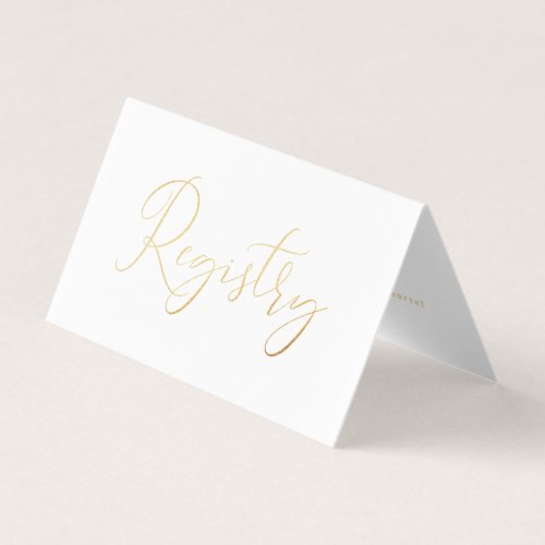 Elegant Script Gold Foil Gift Registry Card