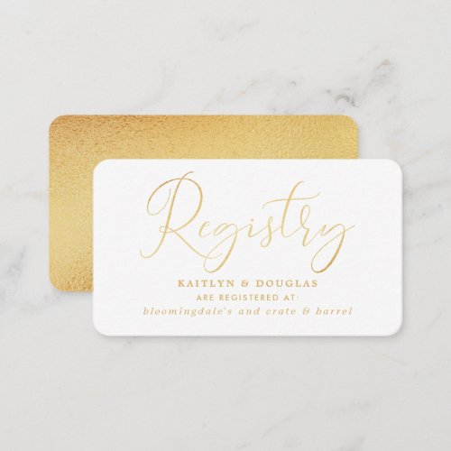 Elegant Script Gold Foil Gift Registry Enclosure Card