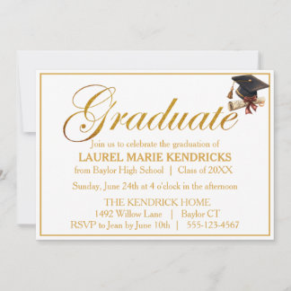Elegant Script Gold Foil Graduation Party Invitation