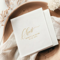 Elegant Script Gold Foil Napkins