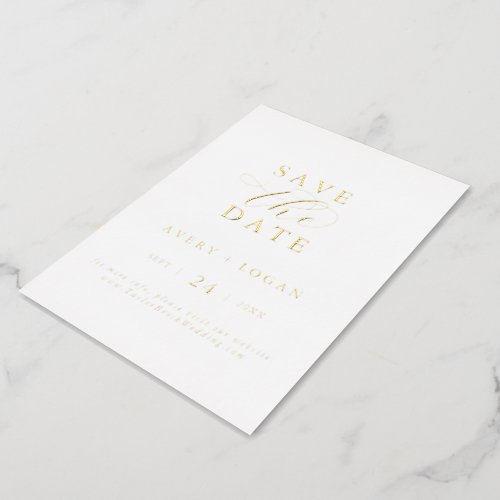 Elegant Script Gold Foil Save the Date Foil Invitation