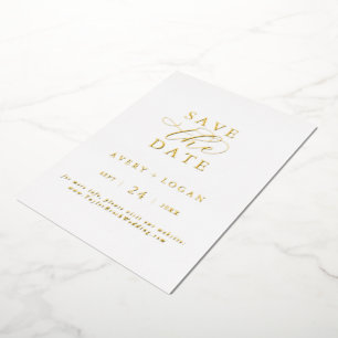 Elegant Script Gold Foil Save the Date Invitation