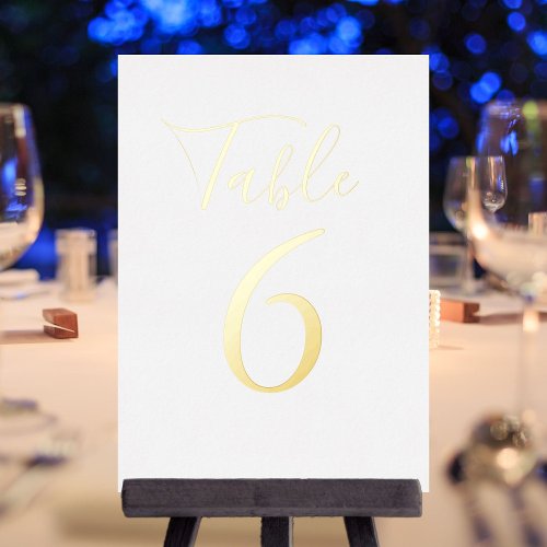 Elegant Script Gold Foil Table Numbers