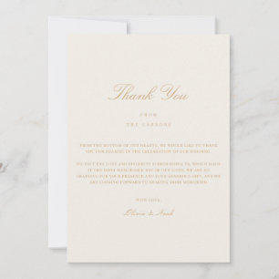 Elegant Script Gold & Ivory Thank you Card
