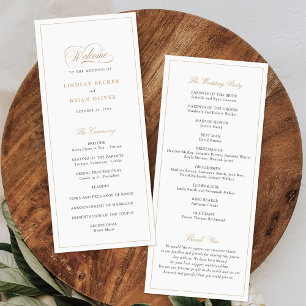 Elegant Script Gold Modern Calligraphy Wedding Program