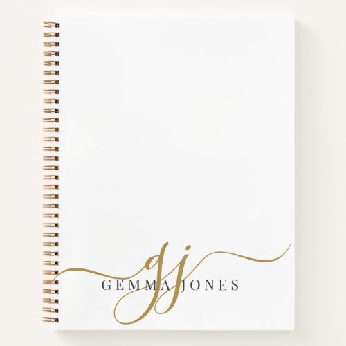 Elegant Script Gold Monogram Initials Name  Notebook