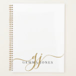 Elegant Script Gold Monogram Initials Name  Planner<br><div class="desc">Elegant Script Gold Monogram Initials Name planner. Simple modern minimalist style.</div>