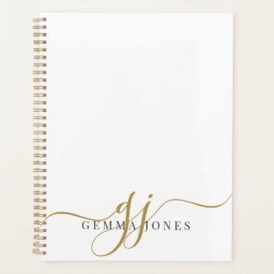 Elegant Script Gold Monogram Initials Name  Planner