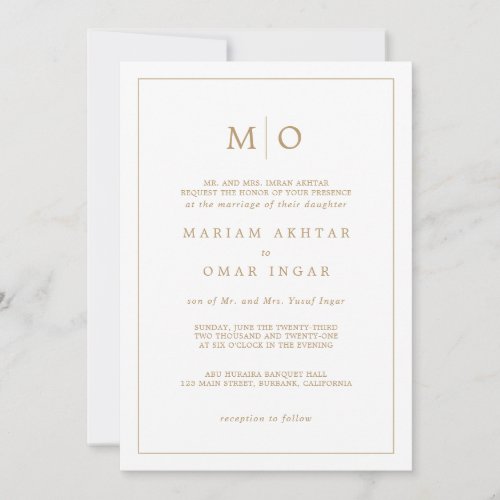 Elegant Script Gold Monogram Invitation