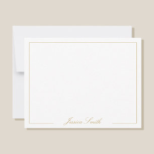 Elegant Script Gold Monogram Name Border Note Card