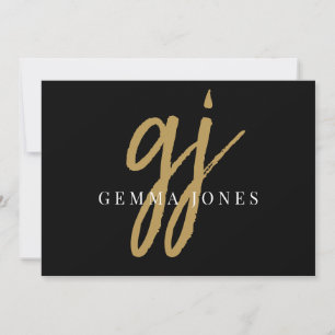 Elegant Script Gold Monogram Note Card