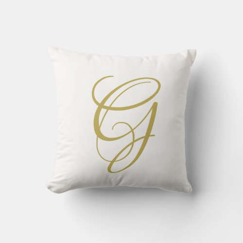 Elegant Script Gold Monogram Throw Pillow