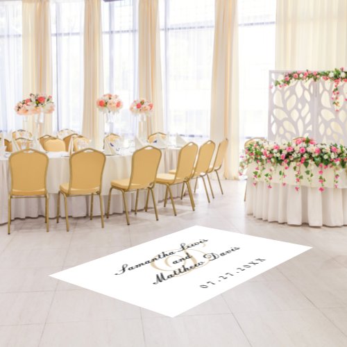 Elegant Script Gold Monogram Wedding Floor Decals