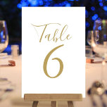 Elegant Script Gold Table Numbers<br><div class="desc">These elegant gold and white table numbers can be personalized in chic gold lettering. Designed by Thisisnotme©</div>