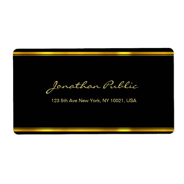 Elegant Script Gold Template Chic Shipping Address Label (Front)