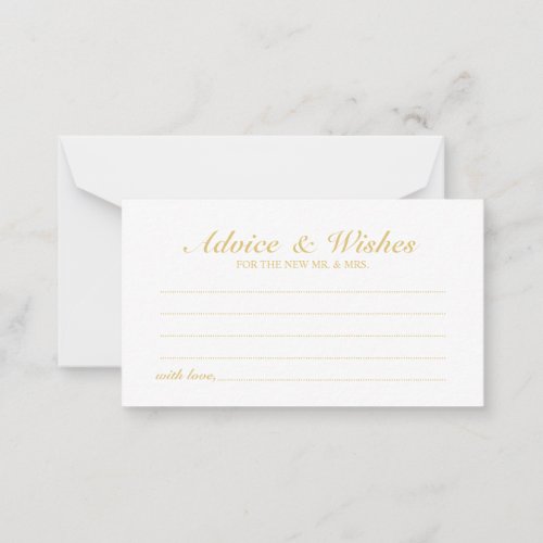 Elegant Script Gold Wedding Advice and Wishes Card