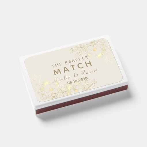 Elegant Script Gold Wedding Favor Matchboxes | Zazzle