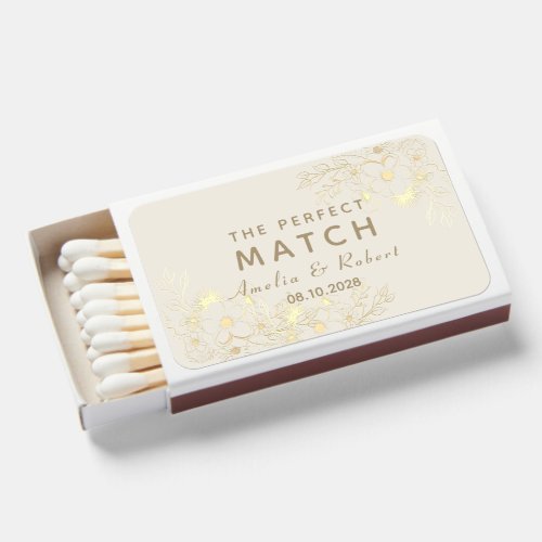 Elegant Script Gold Wedding Favor Matchboxes