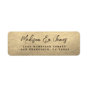 Elegant Script Gold Wedding Return Address Label