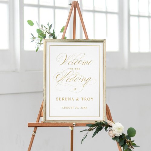 Elegant Script Gold Wedding Welcome Sign