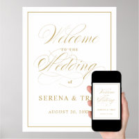 Elegant Script Gold Wedding Welcome Sign