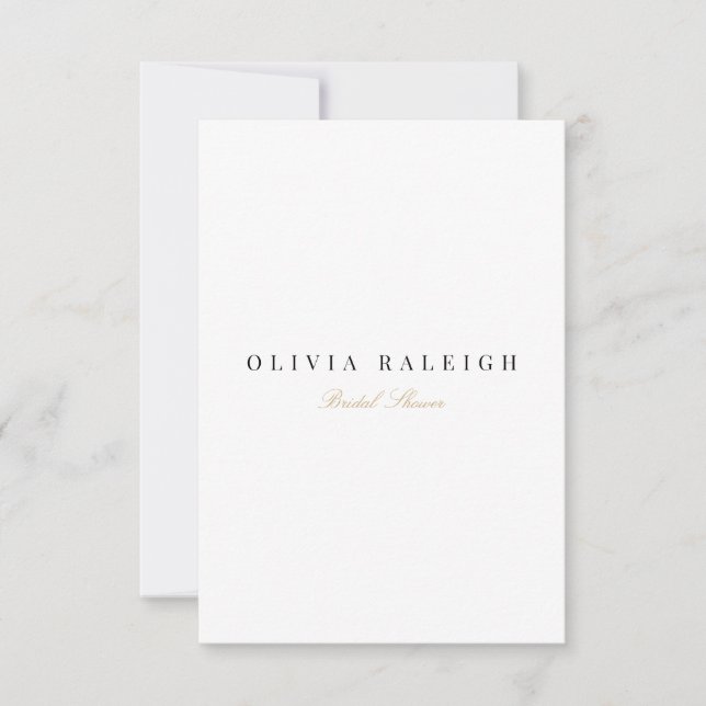Elegant Script Gold White Bridal Shower Invitation (Front)