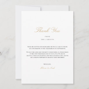 Elegant Script Gold & White Thank you Card