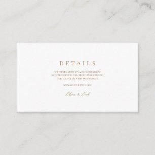 Elegant Script Gold & White Wedding Details Enclosure Card