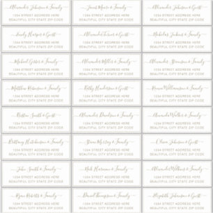 Elegant Script Gold White Wedding Guest Address Sticker