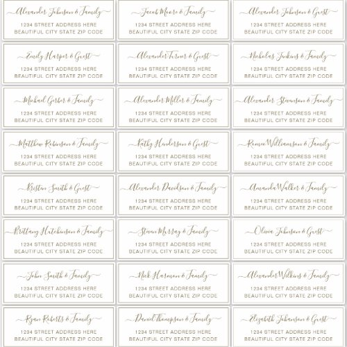 Elegant Script Gold White Wedding Guest Address  Sticker