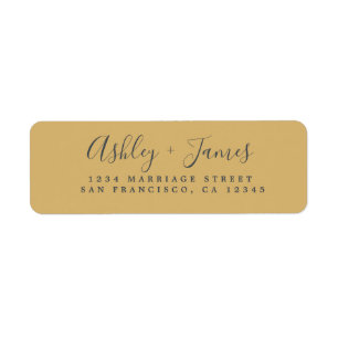 Elegant Script Gold Yellow Wedding Return Address Label