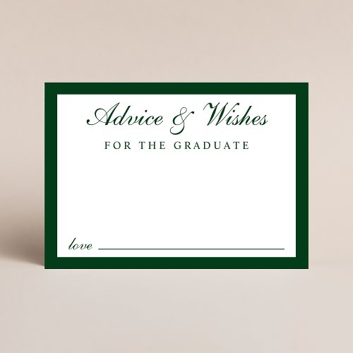 Elegant Script Grad Advice Green Gold Graduation Enclosure Card