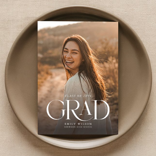 Elegant Script Grad Photo Graduation Announcement Postcard (Creator Uploaded)