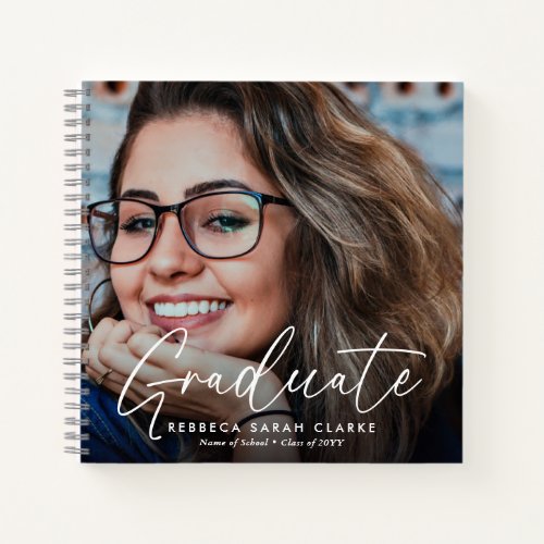 Elegant Script Graduate 2 Photograph Keepsake  Notebook