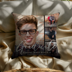 Elegant Script Graduate 5 Photograph Keepsake Throw Pillow