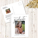 Elegant Script Graduate Class Photo Graduation Postcard<br><div class="desc">Modern Script Graduate Class Photo Graduation Postcard Announcement</div>