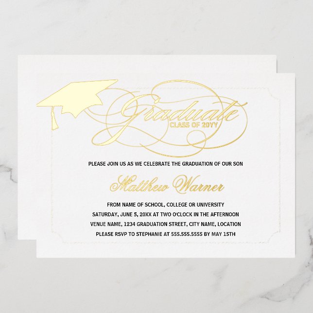 Elegant Script Graduate Foil Invitation (Front/Back)