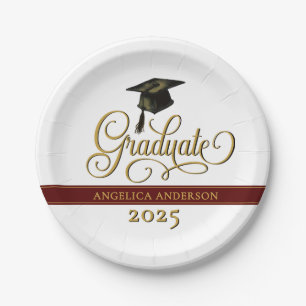 Elegant Script Graduate Paper Plate